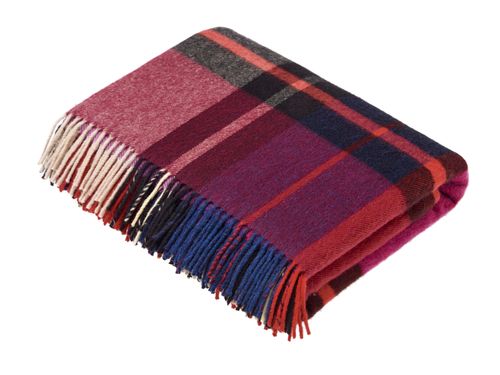 Lambswool Throw - Madison Check Mulberry